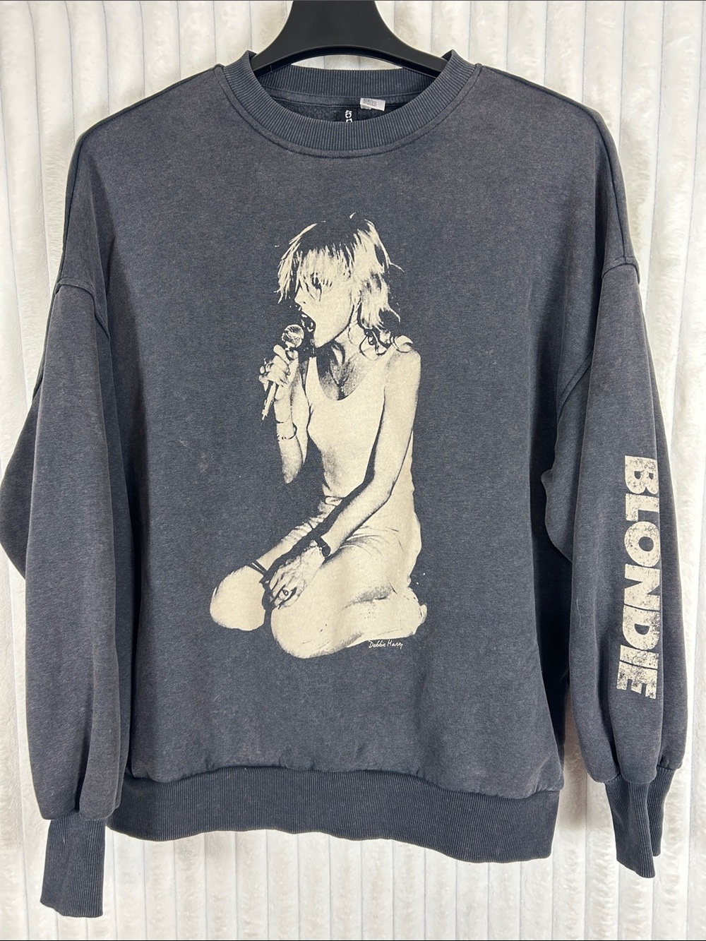 H&M oversized graphic Debbie Harry Blondie band dark gray sweatshirt S